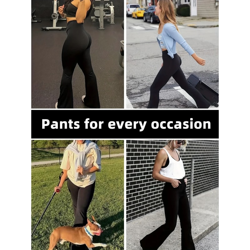 High Waist Bootcut Yoga Leggings Tummy Control Workout Pants 6