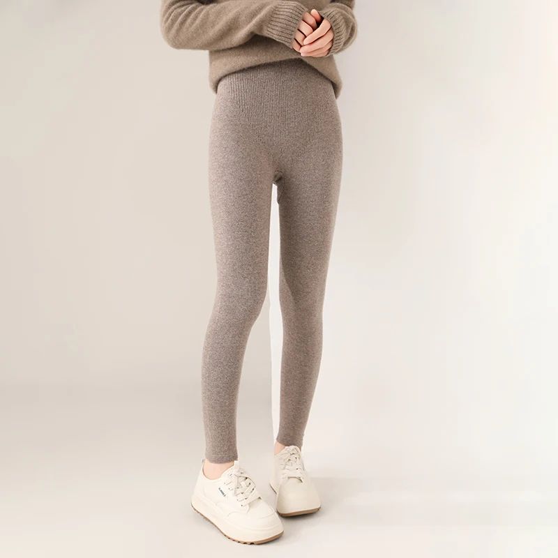 Women Warm Wool Knit Leggings Slim Fit Winter Thermal Pants 3
