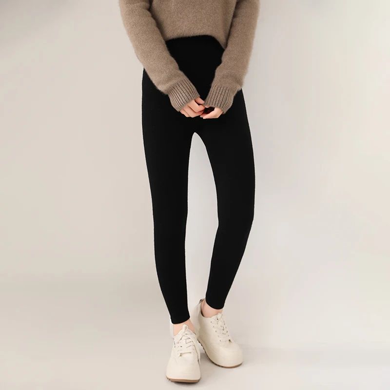 Women Warm Wool Knit Leggings Slim Fit Winter Thermal Pants 2