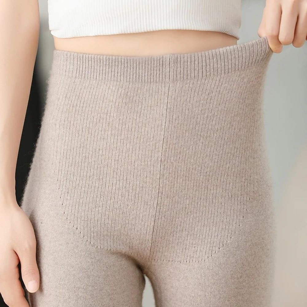 Women Winter Cashmere Wool Knit Leggings High Elastic Warm Pants 0