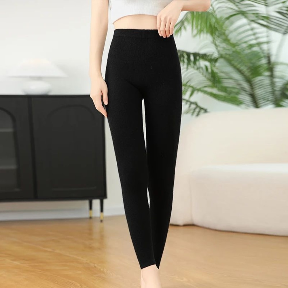 Women Winter Cashmere Wool Knit Leggings High Elastic Warm Pants 5