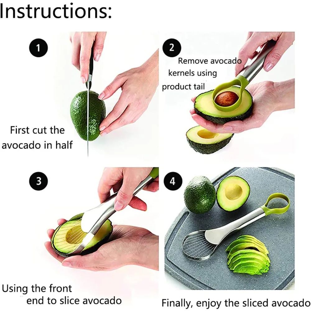 Stainless Steel Avocado Slicer Fruit Cutter Peeler Tool 1