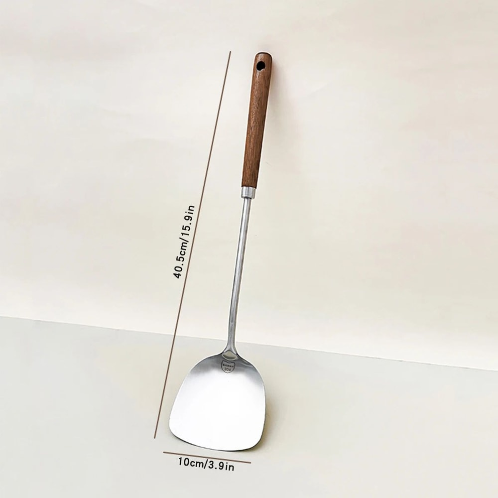 304 Stainless Steel Kitchen Turner Spatula With Wooden Handle 7