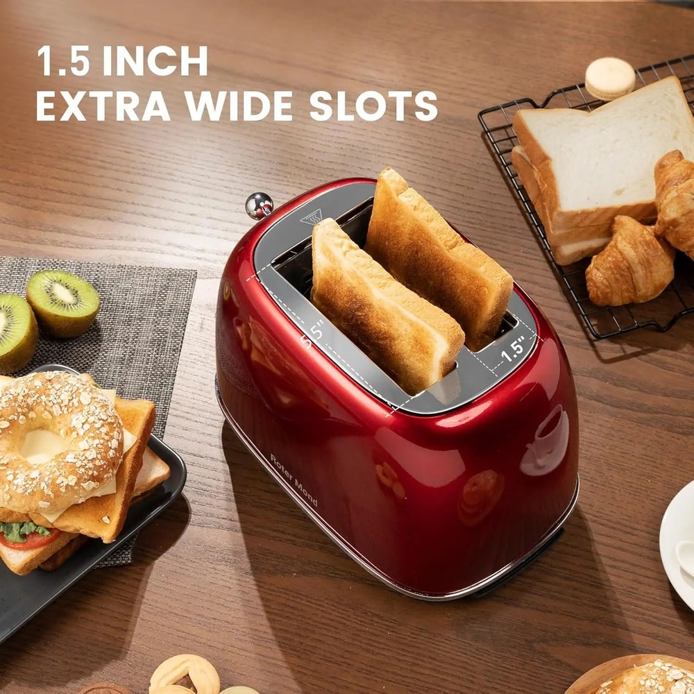 Retro Stainless Steel 2 Slice Toaster With Wide Slots 2