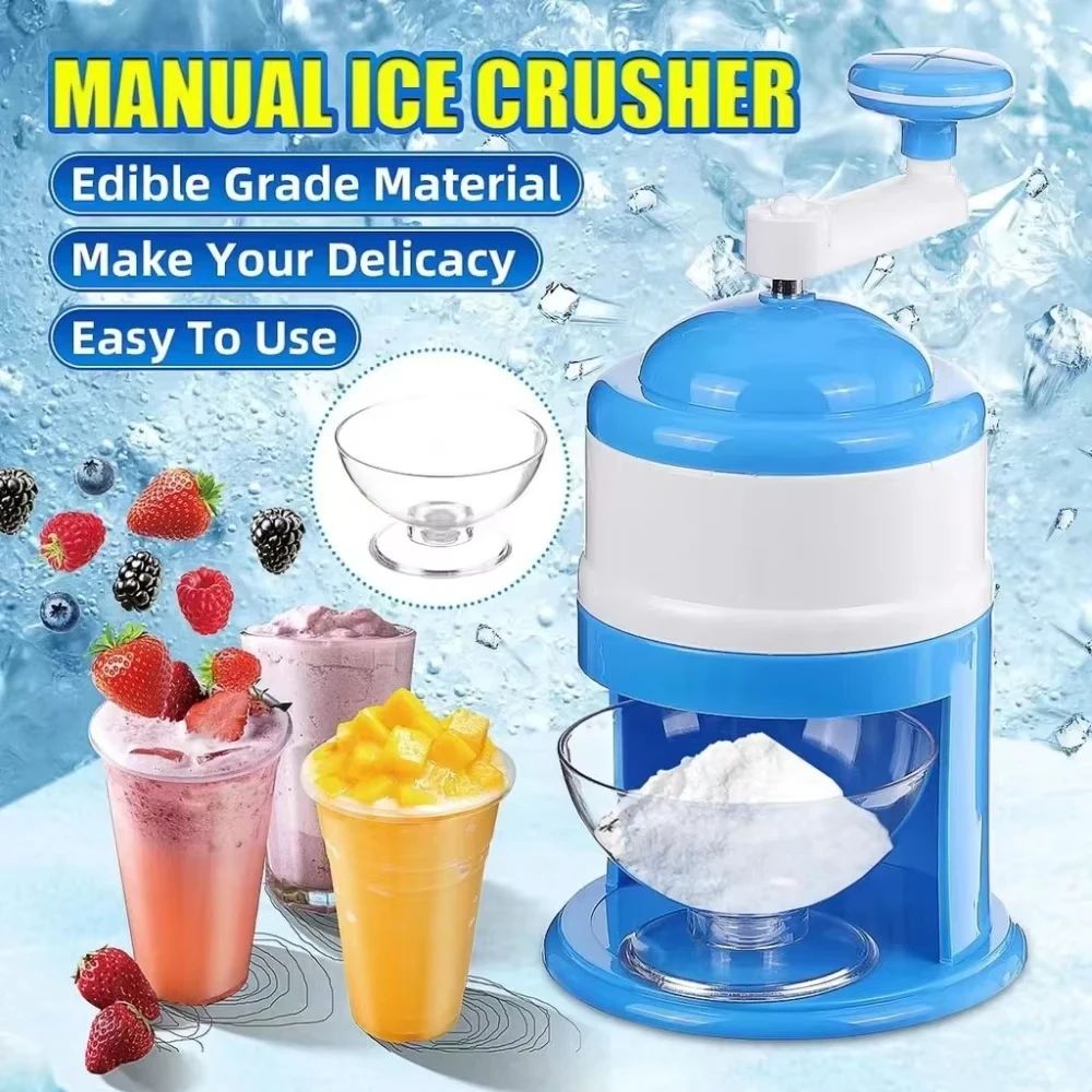 Portable Manual Snow Cone Maker Hand Crank Shaved Ice Machine 7