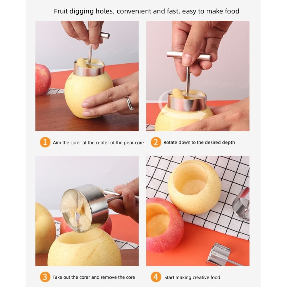 Stainless Steel Apple Pear Corer Fruit Core Remover Tool 6