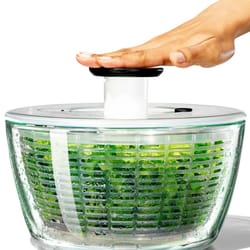 glass salad spinner lettuce dryer with one hand pump