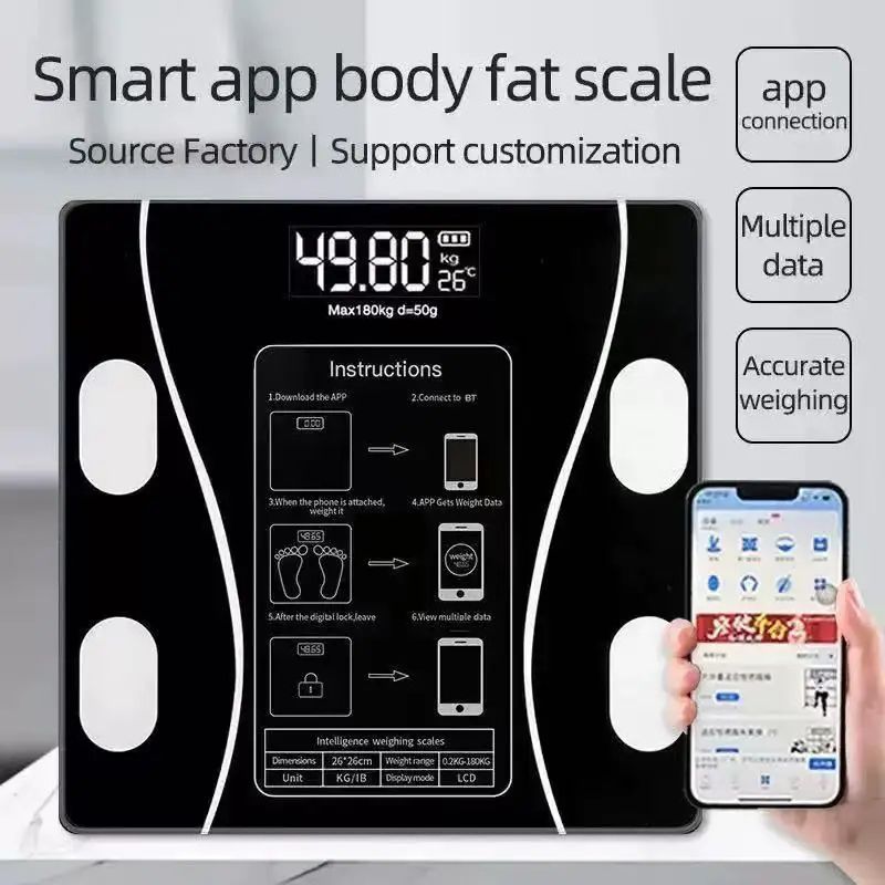 Bluetooth Smart Body Weight Scale Rechargeable Digital Scale 10