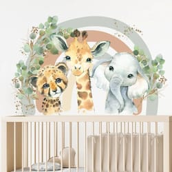cute cartoon animal wall stickers rainbow kids room decals