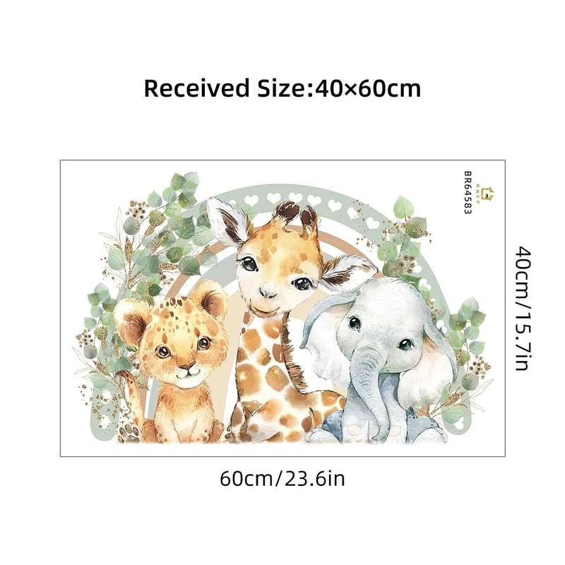 Cute Cartoon Animal Wall Stickers Rainbow Kids Room Decals 5