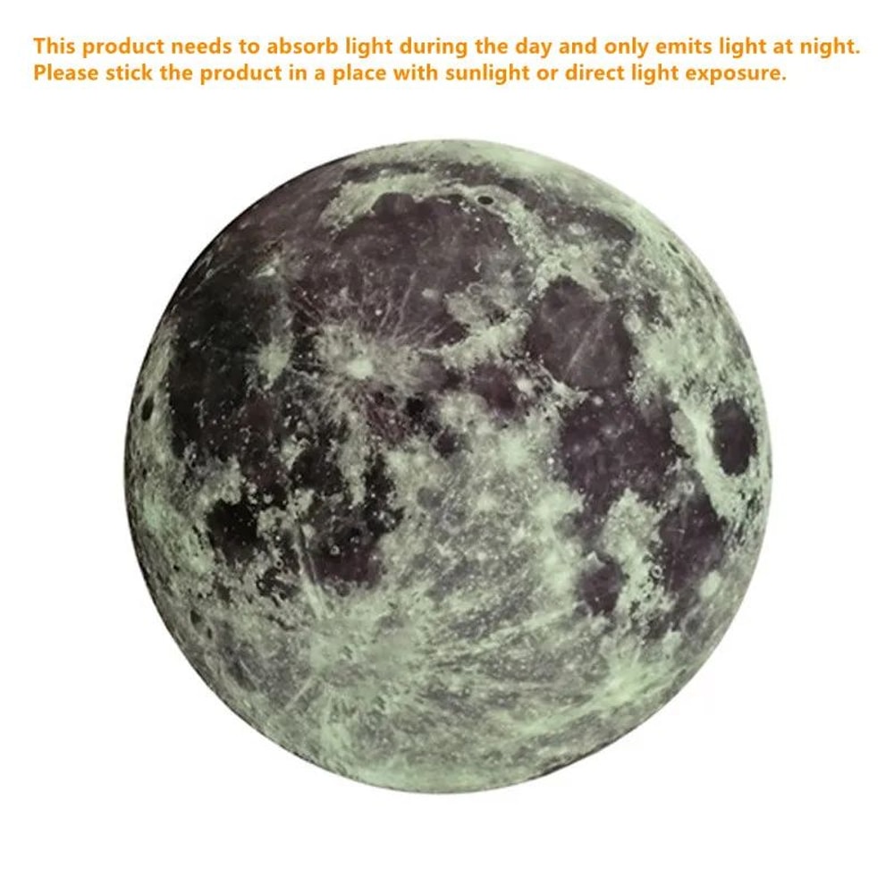 3D Glow In The Dark Moon Wall Sticker Luminous PVC Decal 1