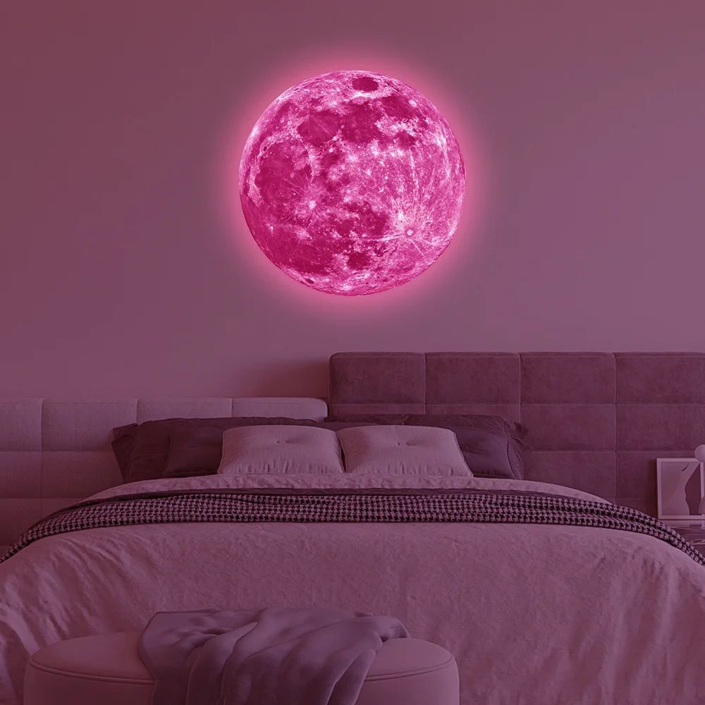 3D Glow In The Dark Moon Wall Sticker Luminous PVC Decal 3