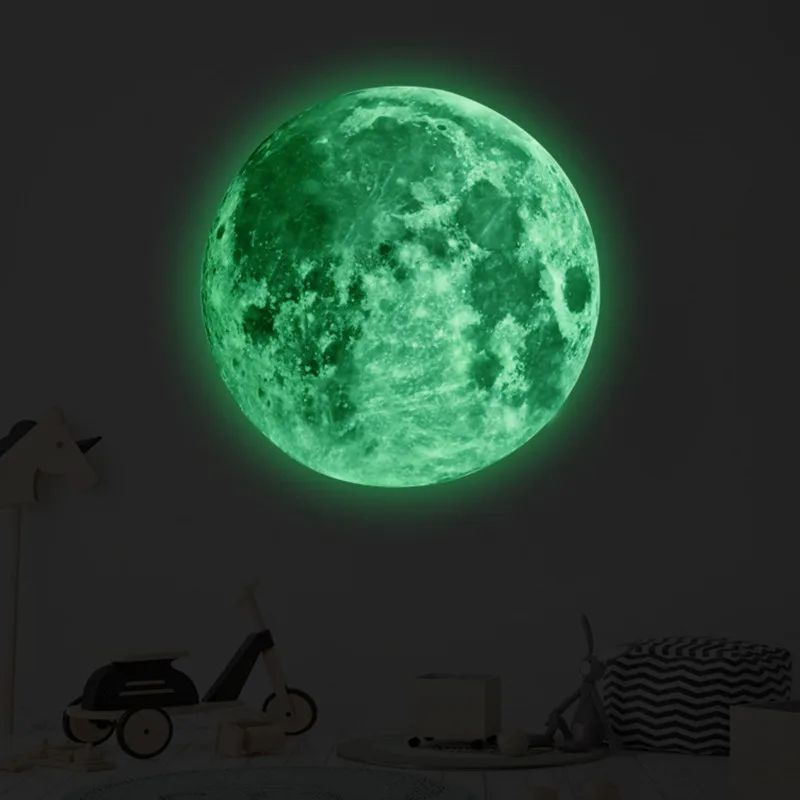 3D Glow In The Dark Moon Wall Sticker Luminous PVC Decal 2