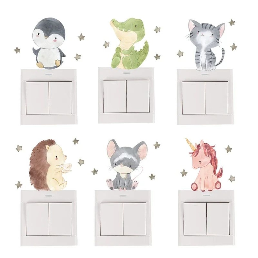 Cute Cartoon Animal Light Switch Wall Stickers Kids Room 1