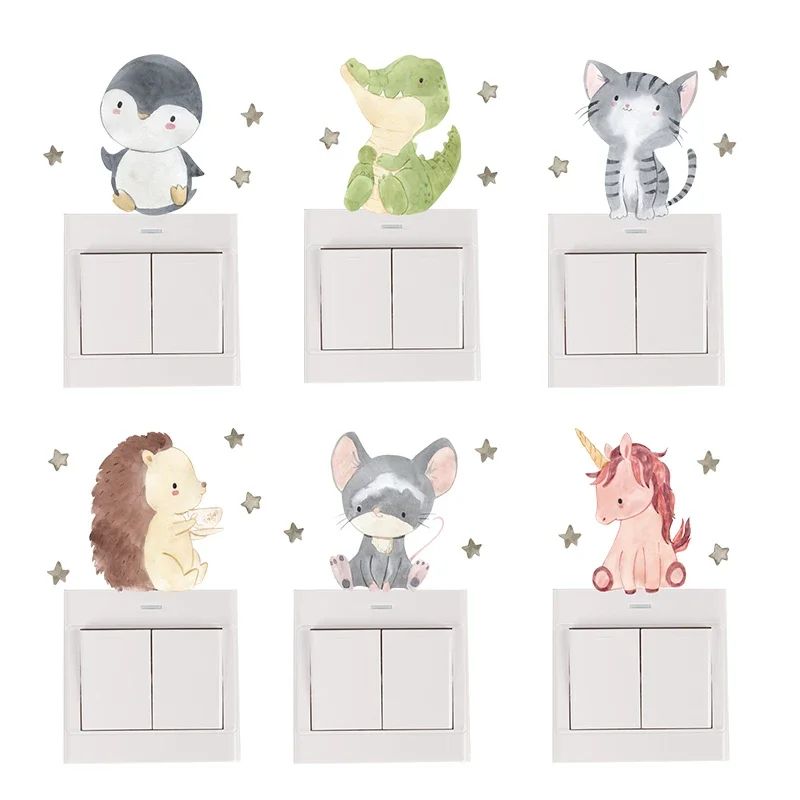 Cute Cartoon Animal Light Switch Wall Stickers Kids Room 1