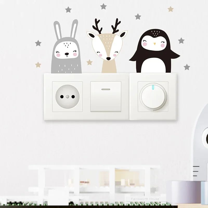 Cute Cartoon Animal Light Switch Wall Stickers Kids Room 3