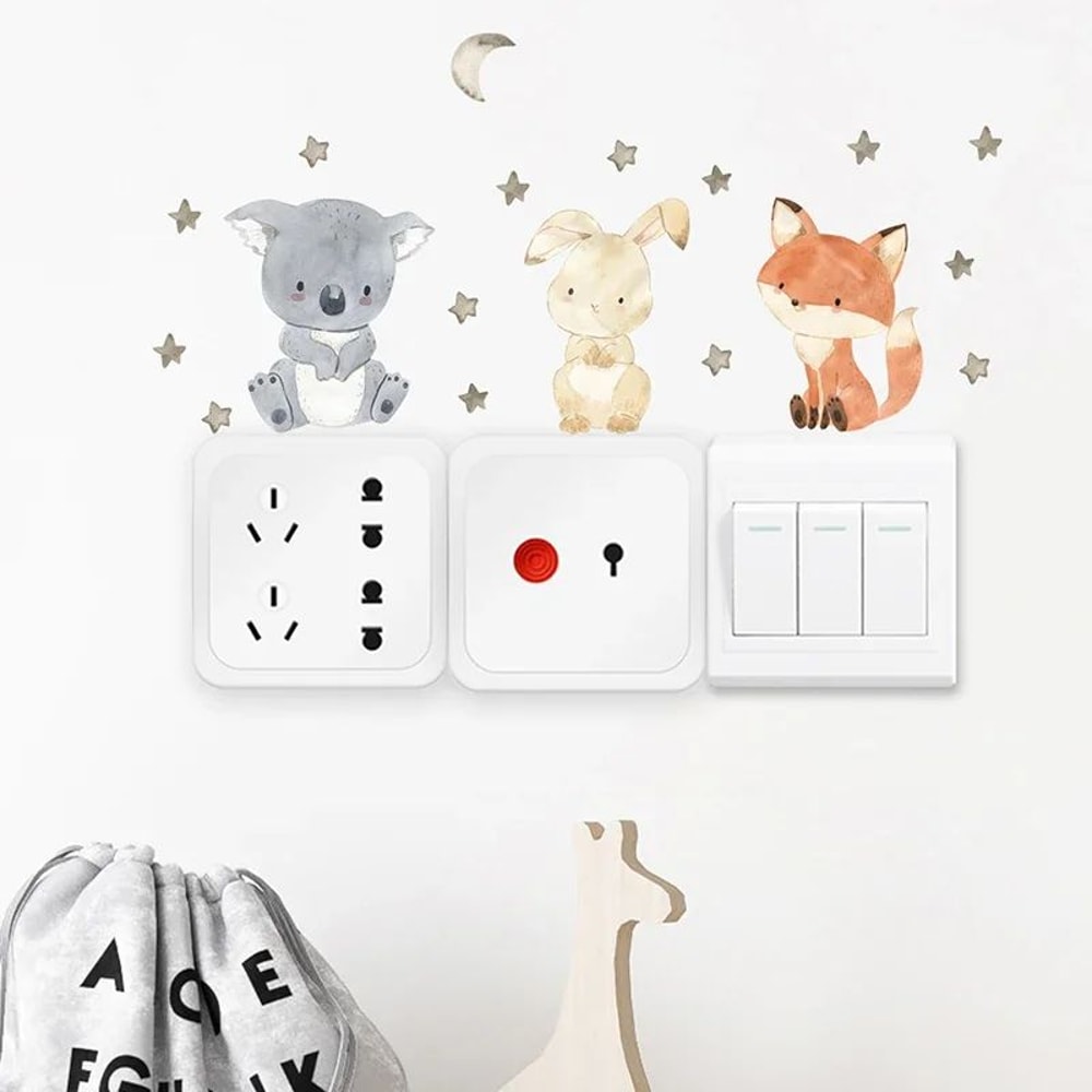 Cute Cartoon Animal Light Switch Wall Stickers Kids Room 5