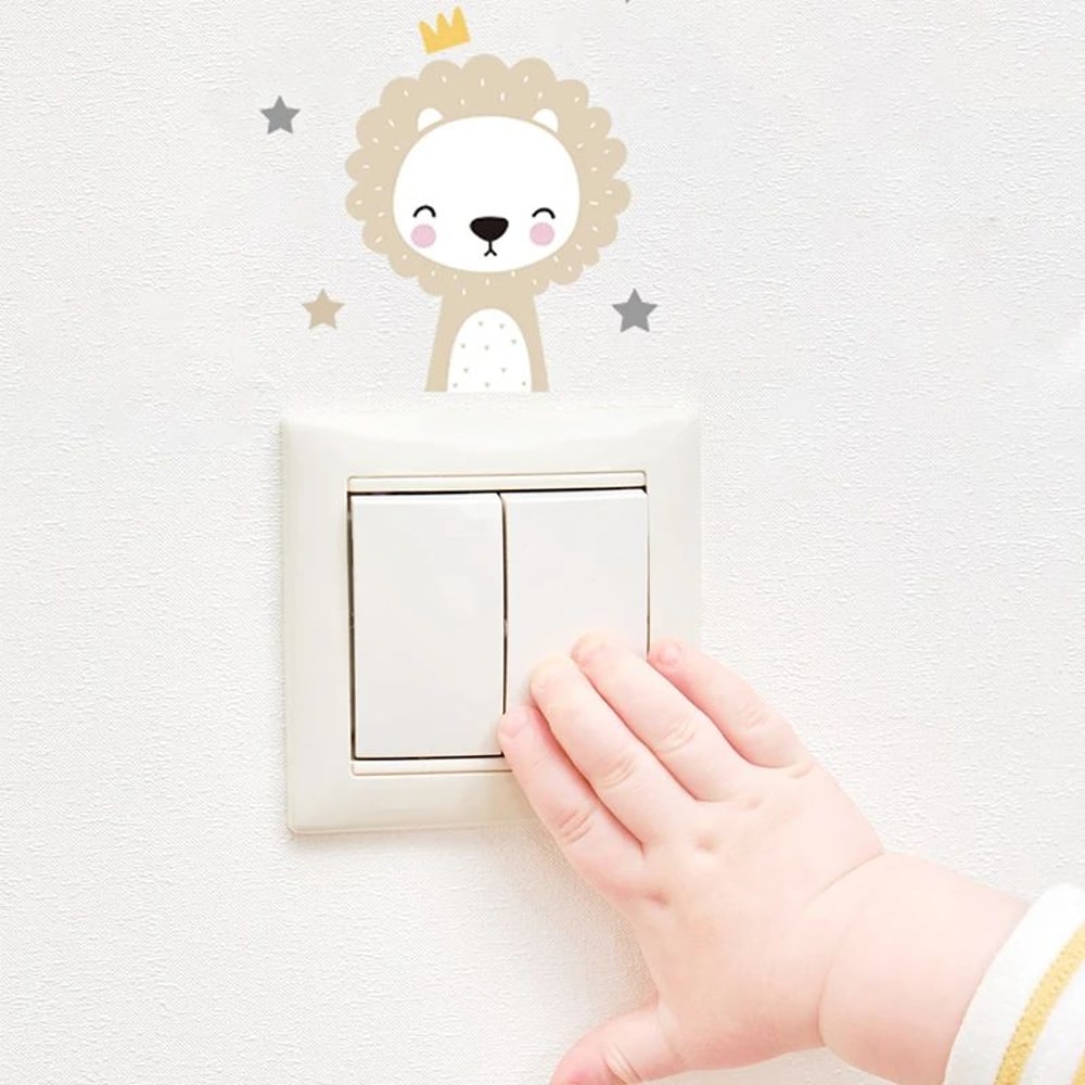 Cute Cartoon Animal Light Switch Wall Stickers Kids Room 6