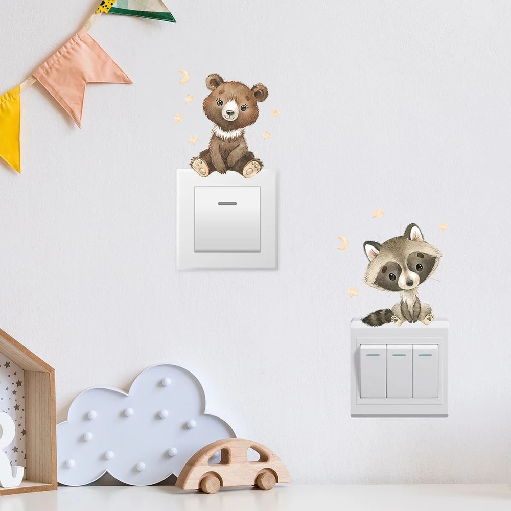 Cute Cartoon Animal Light Switch Wall Stickers Kids Room 7
