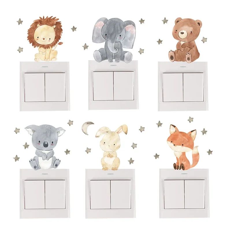 Cute Cartoon Animal Light Switch Wall Stickers Kids Room 10
