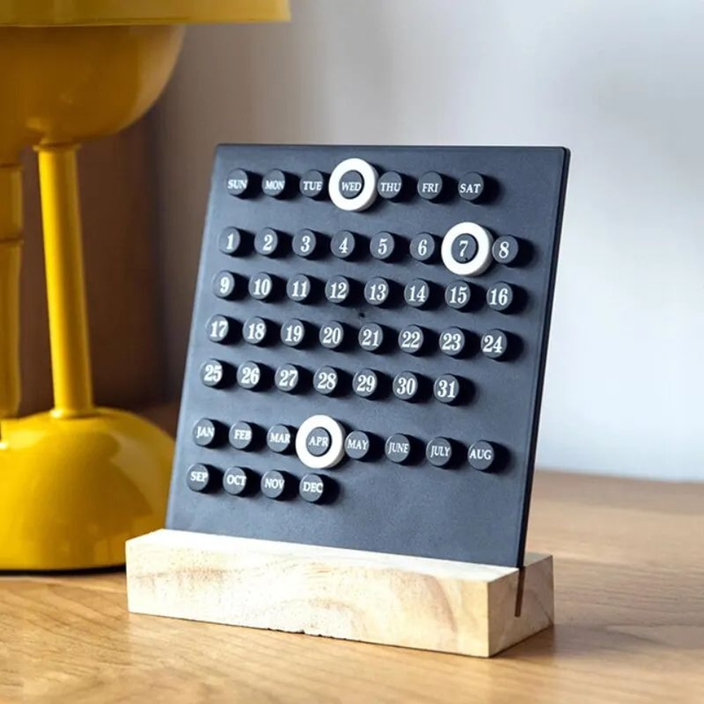 DIY Perpetual Desk Calendar Acrylic Blocks Wooden Base 2