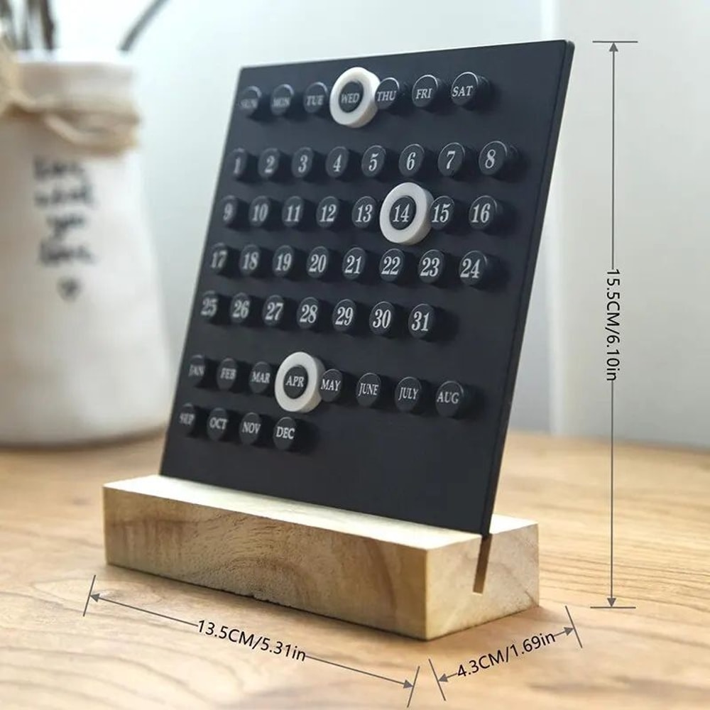 DIY Perpetual Desk Calendar Acrylic Blocks Wooden Base 3