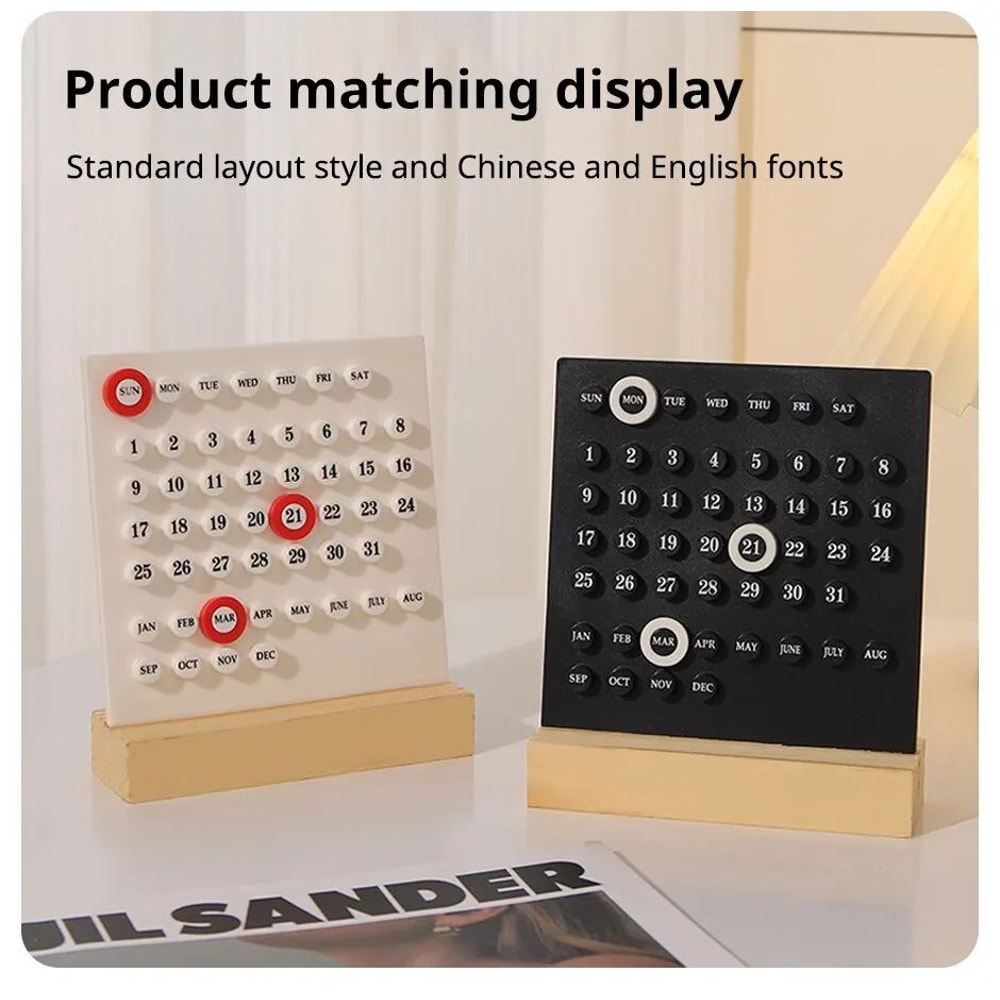 DIY Perpetual Desk Calendar Acrylic Blocks Wooden Base 6