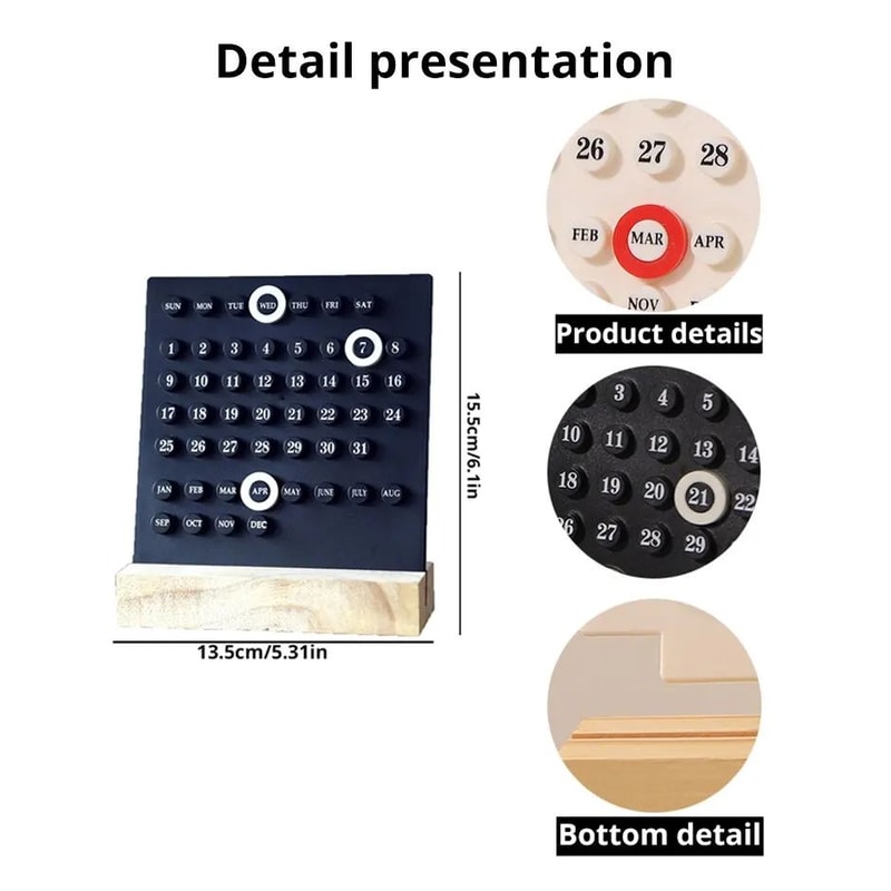 DIY Perpetual Desk Calendar Acrylic Blocks Wooden Base 8