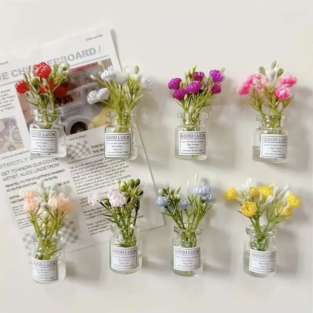 Cute Mini Vase Fridge Magnets 3D Refrigerator Decoration Set 2