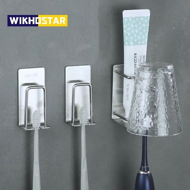 Stainless Steel Wall Mount Toothbrush Holder Bathroom Rack 0