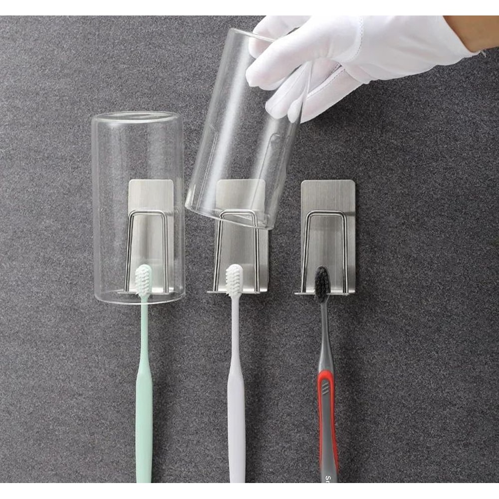 Stainless Steel Wall Mount Toothbrush Holder Bathroom Rack 6