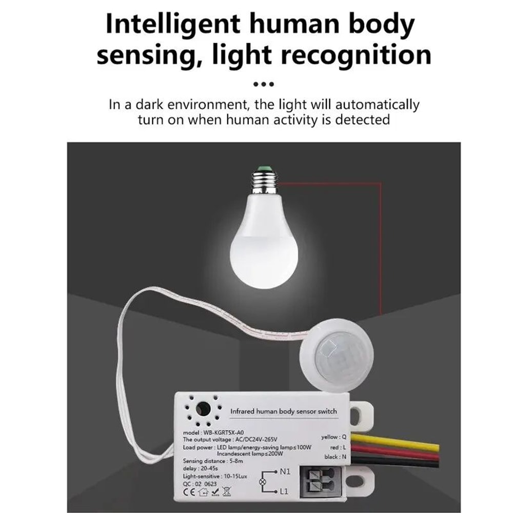 PIR Motion Sensor Light Switch Auto LED Lamp Controller 2