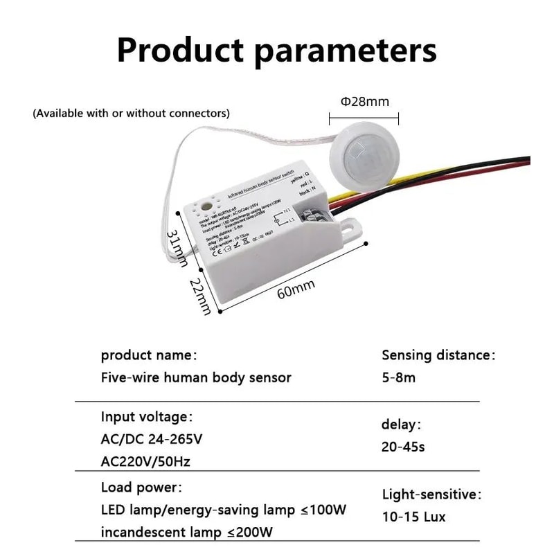 PIR Motion Sensor Light Switch Auto LED Lamp Controller 7
