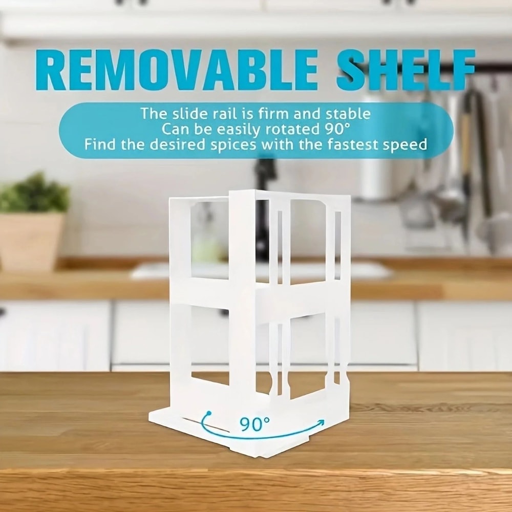 2 Tier Swivel Spice Rack Countertop Kitchen Organizer Shelf 9