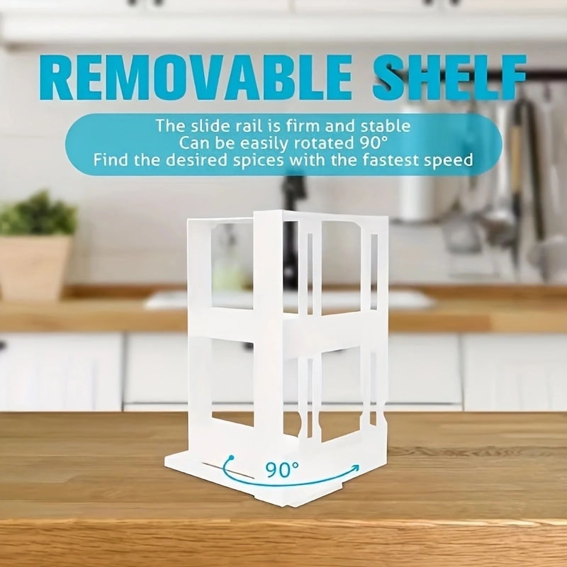 2 Tier Swivel Spice Rack Countertop Kitchen Organizer Shelf 9