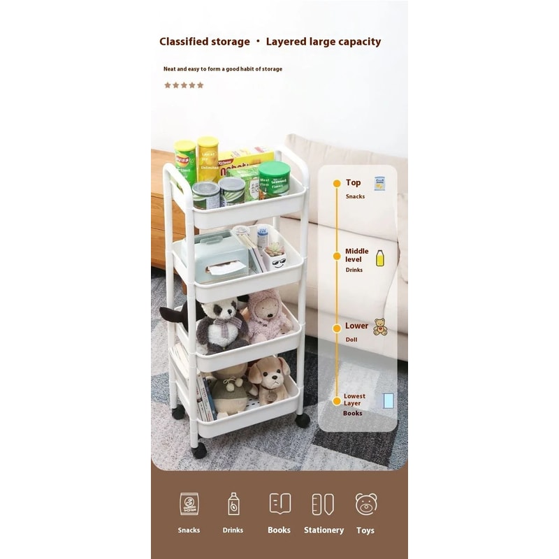 35 Layer Rolling Storage Trolley Cart With Wheels Organizer 8