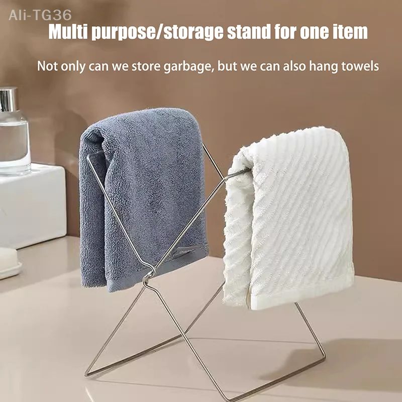 Foldable Kitchen Garbage Bag Holder Countertop Trash Rack 3