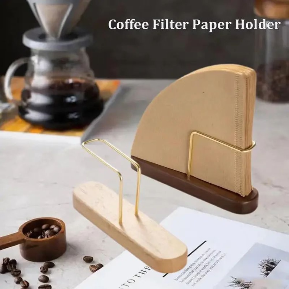 Wooden Coffee Filter Paper Holder Vertical Storage Rack 2