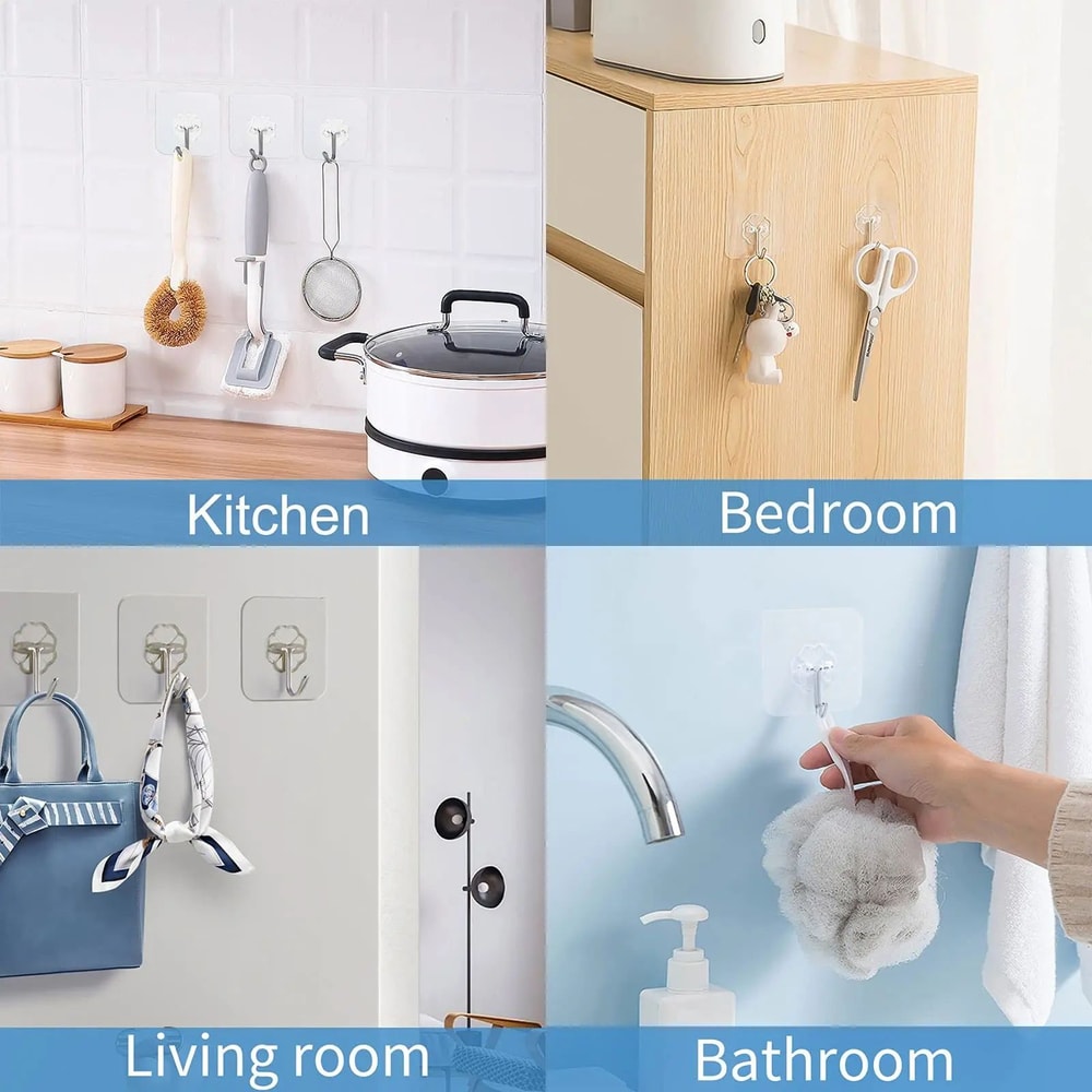 Waterproof Self Adhesive Wall Hooks Heavy Duty Sticky Hooks 2