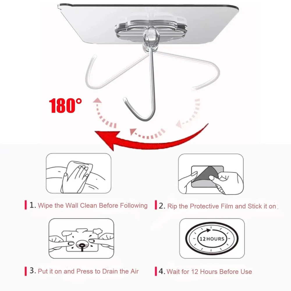 Waterproof Self Adhesive Wall Hooks Heavy Duty Sticky Hooks 9