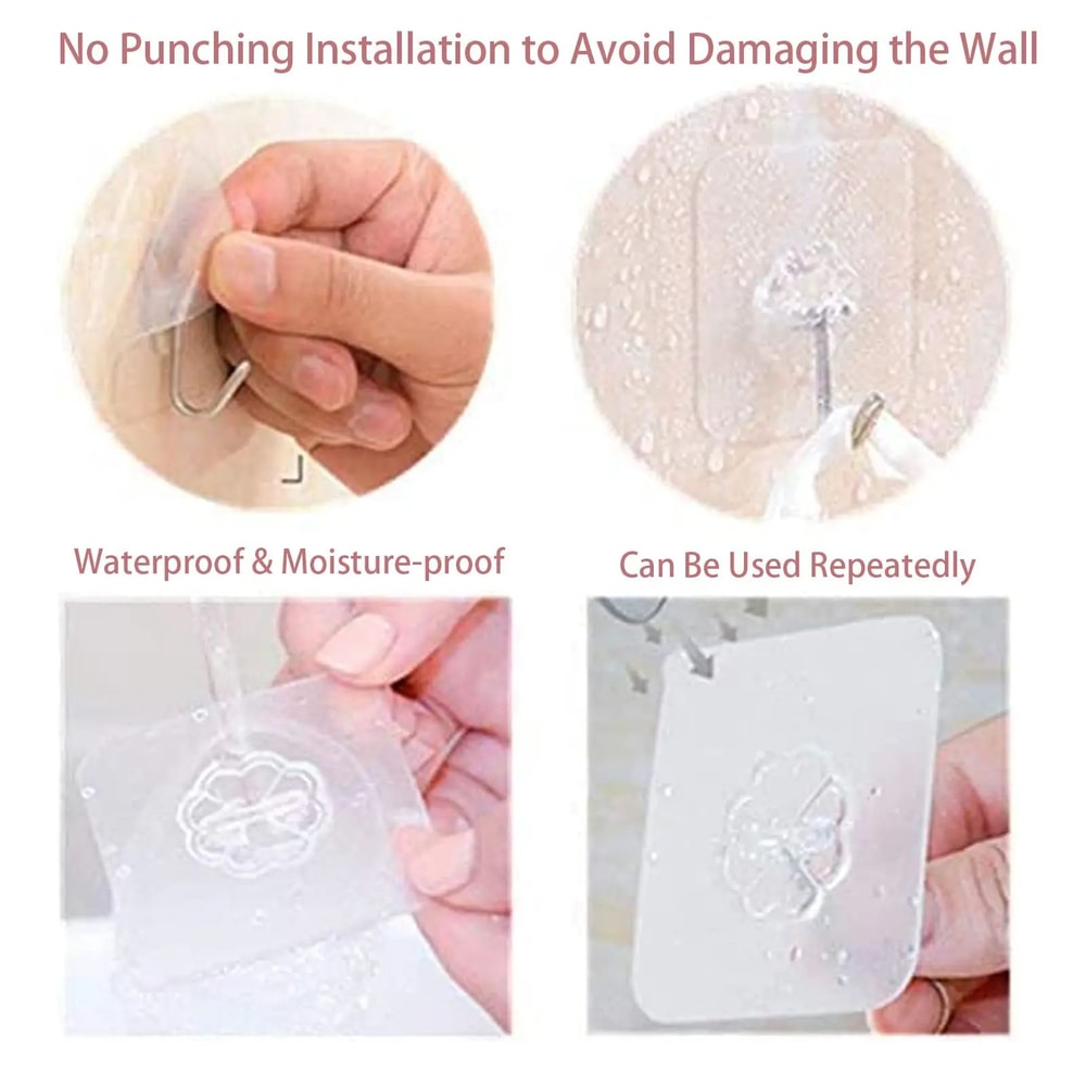 Waterproof Self Adhesive Wall Hooks Heavy Duty Sticky Hooks 10