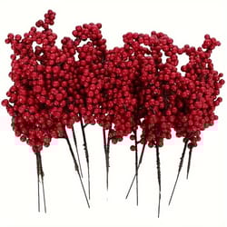 artificial christmas red berry decoration set