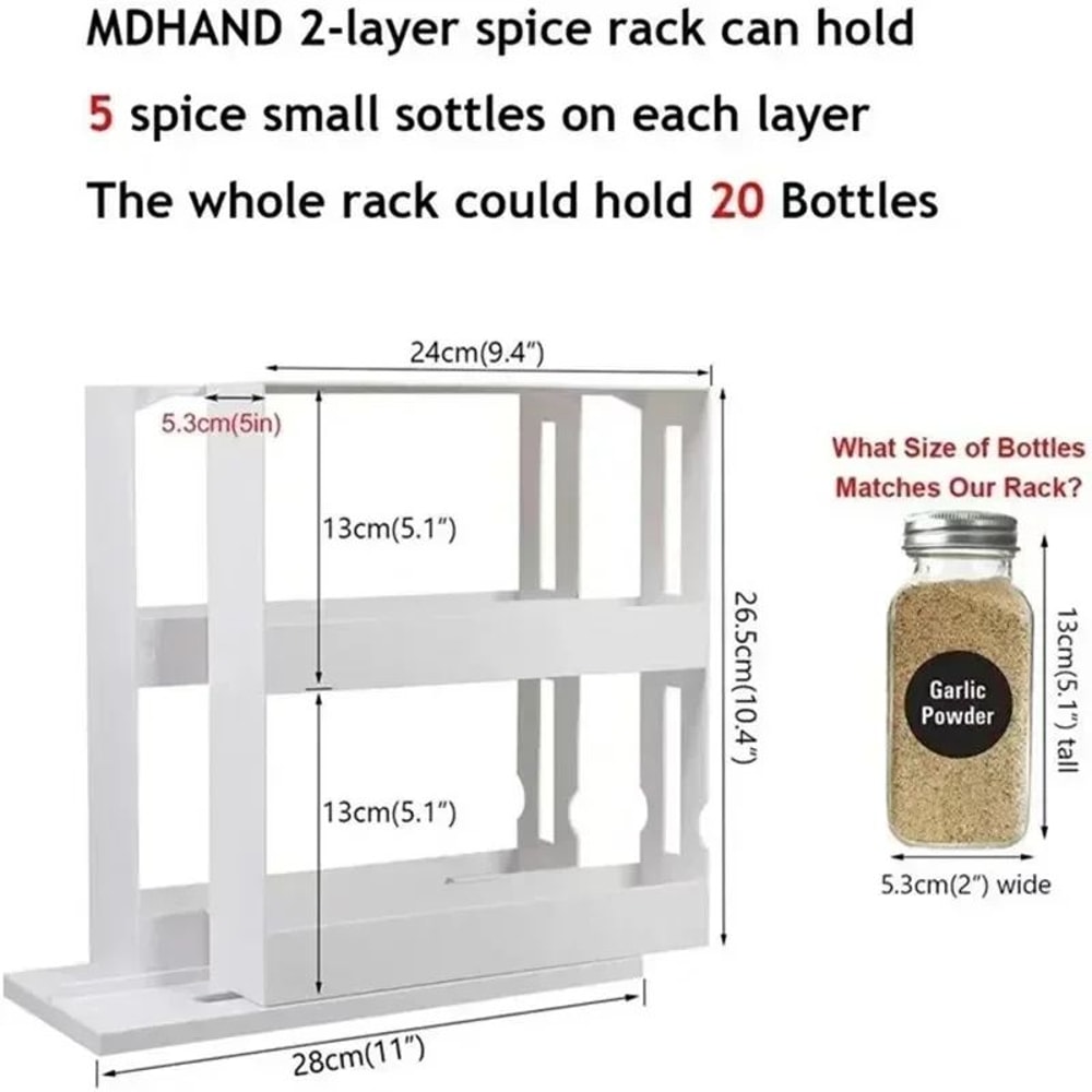 Rotating 2 Tier Spice Rack Organizer Kitchen Storage 5