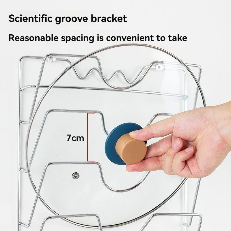 Wall Mounted Pot Lid Rack Five Layer Kitchen Organizer 3