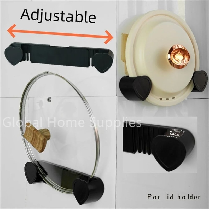 Wall Mounted Pot Lid Holder Adhesive Pan Rack Organizer 5
