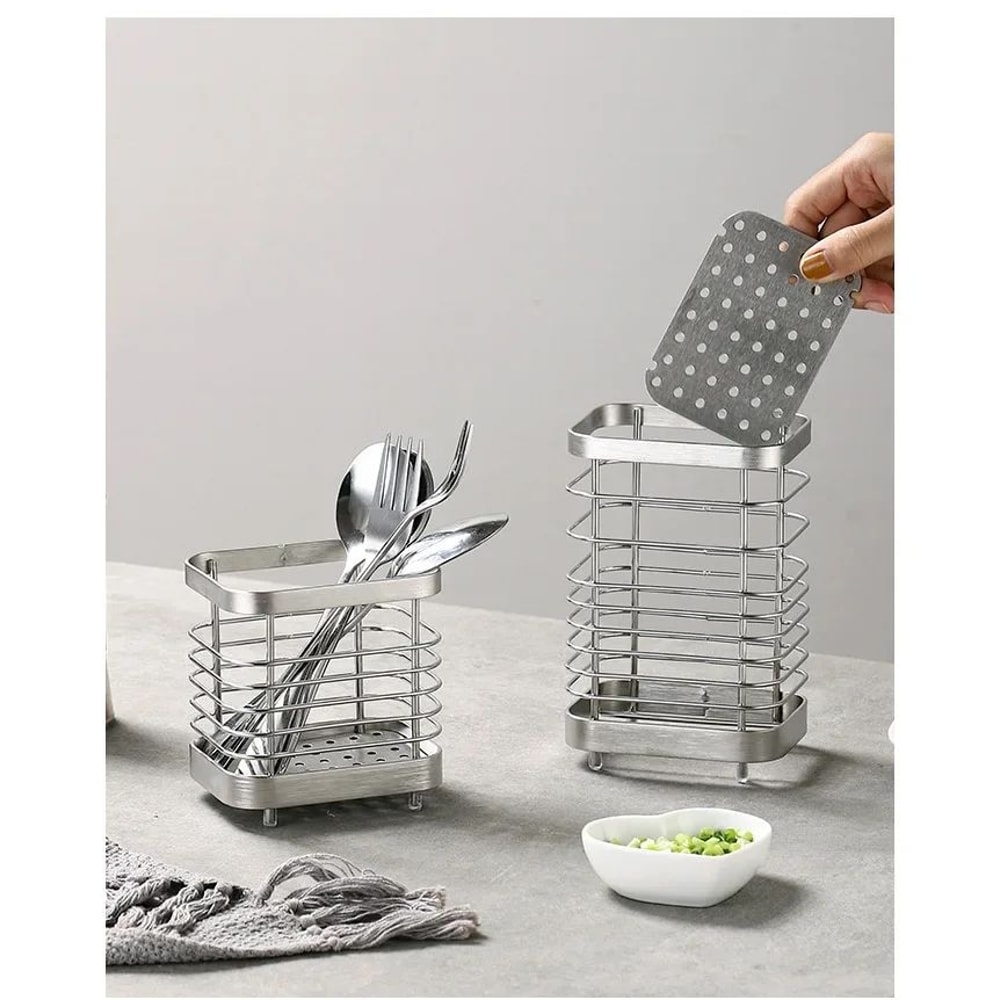 Stainless Steel Hanging Cutlery Holder Kitchen Drainer 6