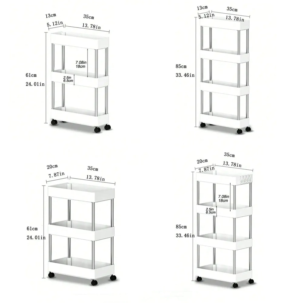 Slim Rolling Storage Cart 3 Tier Gap Organizer Rack 5