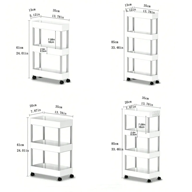 Slim Rolling Storage Cart 3 Tier Gap Organizer Rack 5