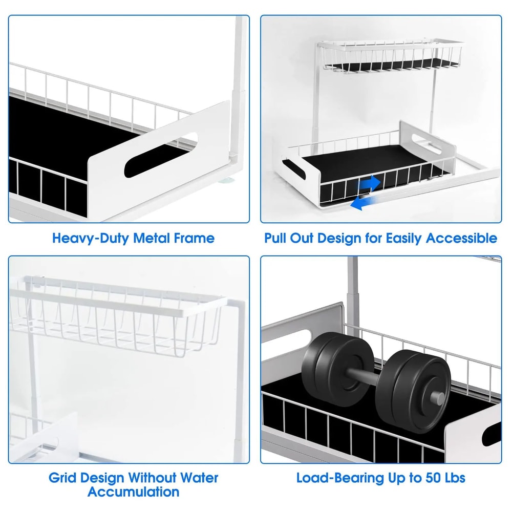 Under Sink 2 Tier Sliding Organizer Pull Out Drawer 6