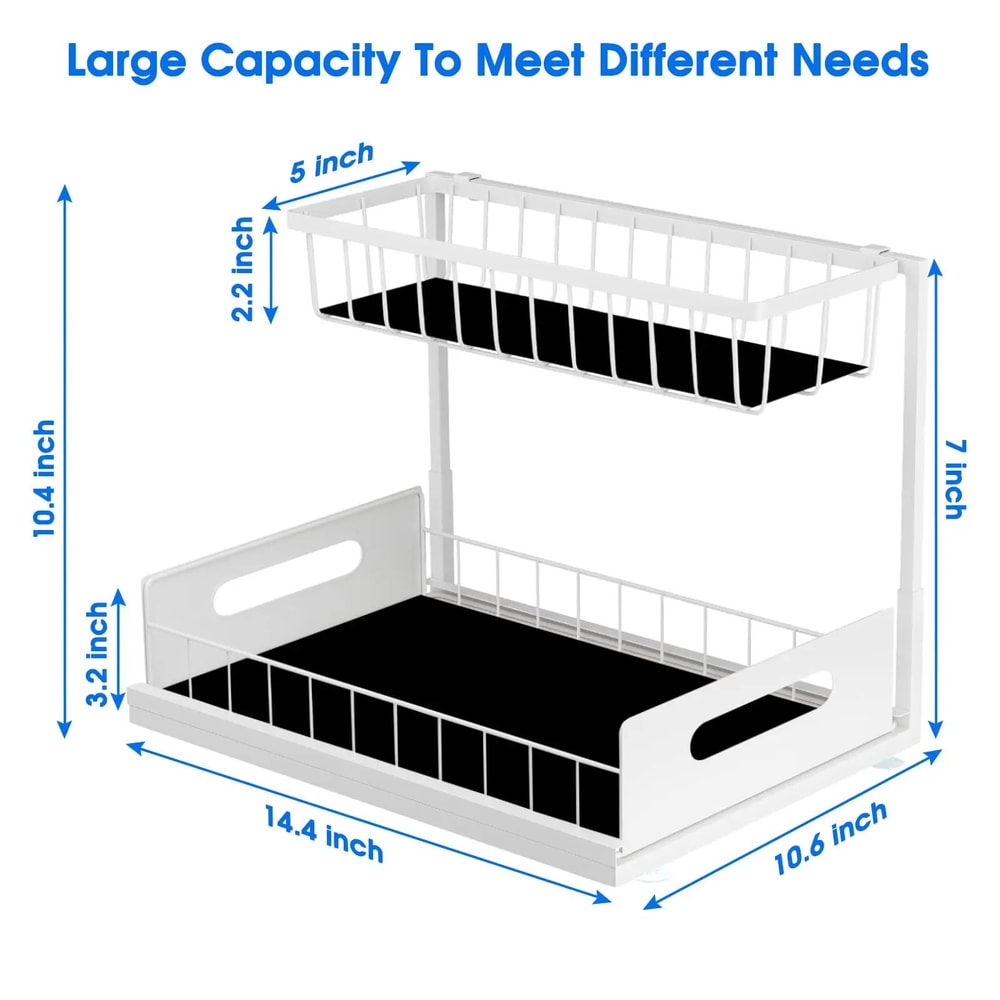 Under Sink 2 Tier Sliding Organizer Pull Out Drawer 7